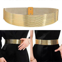Cinturón dorado para mujer, cinturón abotonado dorado, cinturón ajustado para camisa de vestir, accesorio