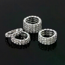 Anelli da sposa in argento con 1-4 file, anelli elastici con strass di cristallo per donne