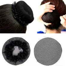 10 redecilla de malla elástica negra con agujeros pequeños, invisible para moño, para mujeres y niñas,