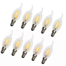 Lot de 10 ampoules LED à filament E14 à intensité variable, 220 V, 4 W, 8 W, 12 W, Edison, en verre,