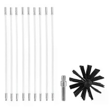 Juego de cepillos para chimenea (10 cm) con varillas de mango largo, kit de limpieza para conductos