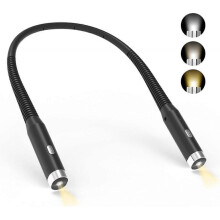 (Black) LED Neck Reading Light, Hands Free Book Lights for Reading at Night with 3 Colours & 3 Brightness Adjustable, USB Reading Lamp Foldable