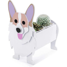 (E) Cute Garden Flower Pot Cow Dog Planter, Cow Corgi Pomeranian Goat Garden Pots, PVC Flower Planter Garden Home Dcor
