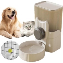 (Waterer, Grey) Automatic Replenish Pet Feeder and Waterer, 1L Capacity Auto Gravity Cage Hanging Food Water Dispenser for Dog and Cat Small Animals