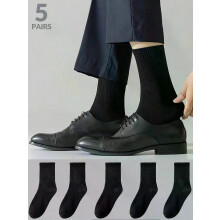 Lot de 5 paires de chaussettes longues noires pour homme, chaussettes de sport et décontractées tendance,