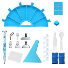 (Blue) Diamond Paint Pen Kits, Diamond Paint Accessories 6pcs Stainless Steel Tips & Multi-Purpose Plastic Bead Sorting Trays for DIY