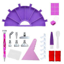(Purple) Diamond Paint Pen Kits, Diamond Paint Accessories 6pcs Stainless Steel Tips & Multi-Purpose Plastic Bead Sorting Trays for DIY