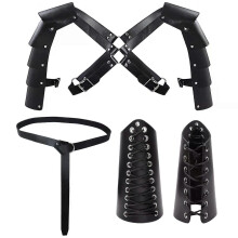 Medieval Knight PU Leather Shoulder Armor Set Wrist Guards Warrior Shoulder Armor Cosplay Accessories