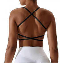 (XL, Black) Backless Sports Bra, Sexy Push Up Sports Bra, Crossback Bustier, Women's Padded, Gym Top Without Underwire