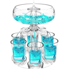 (no light) Shot Dispenser Party Drink Dispenser with 6 Shot Glasses Set, Acrylic Touchless Liquor Dispenser Fun Bar Accessories