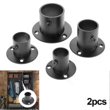 2 soportes de tubo de acero inoxidable, brida de soporte para armario, barra de suspensión, casquillo
