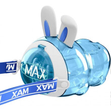 (Blue) 800ml Kids Water Bottles, Sounding Rabbit Ears Kids Water Bottle with Straw, Leak Proof Sippy Bottles with Adjustable Strap