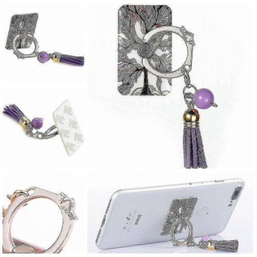 (As show, One size) Qd-paste Tassels Metal Ed Finr Ring Bracket Mobile Ph(cloud )