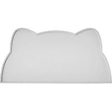 (As show, One size) Cat Food Mat, Silicone Pet Feeding Mat Non-slip Dog Bowl Mat Waterproof Tray Mat (Light Gray)
