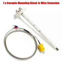 Sonda per forno in ceramica con blocco termocoppia di tipo K, 2372/1300 gradi F/C, prolunga per filo