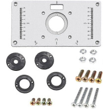 (As show, One size) Router Table Insert Plate - Aluminum Alloy 235mm x 120mm x 8mm with 4 Insert Rings