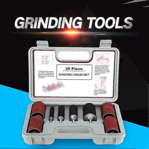 (As show, One size) Sanding Tool Kit 20pcs Sanding Drum Sander with Drill Press Case 2