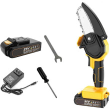 (As show, One size) Cordless Portable Mini Chainsaw 4 Inch 21v Rechargeable Electric Pruning Saw Adjustable Cutting Speed(only One Battery)