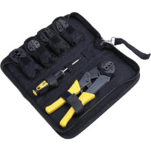 (As show, One size) Crimping Tool Kit - 0.535 mm Ratchet Crimping Pliers Screwdriver 4 Interchangeable Inserts