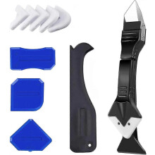 (As show, One size) 10 Pcs Silicone Remover Tool Set 3 in 1 Grout Scraper Sealant Remover Blue Sealant Tool Silicone Grout Remover Tool Grout Smoother for Bathroom Kitche