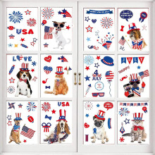 (As show, One size) 4th Of July Window Clings July 4th Window Stickers Decals For Memorial Day Decorations 9 Sheets Double Sided Patriotic Pets Usa Flag Window Decals For