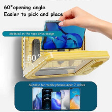 (Yellow) Shower Phone Holder with Wireless Bluetooth Speaker, Waterproof 480 Rotation Viewable Shower Phone Stand Case Mount Speakers