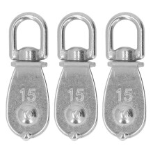 3PCS Single Pulley Block 35kg Stainless Steel M15 Hanging Wire Towing Wheels