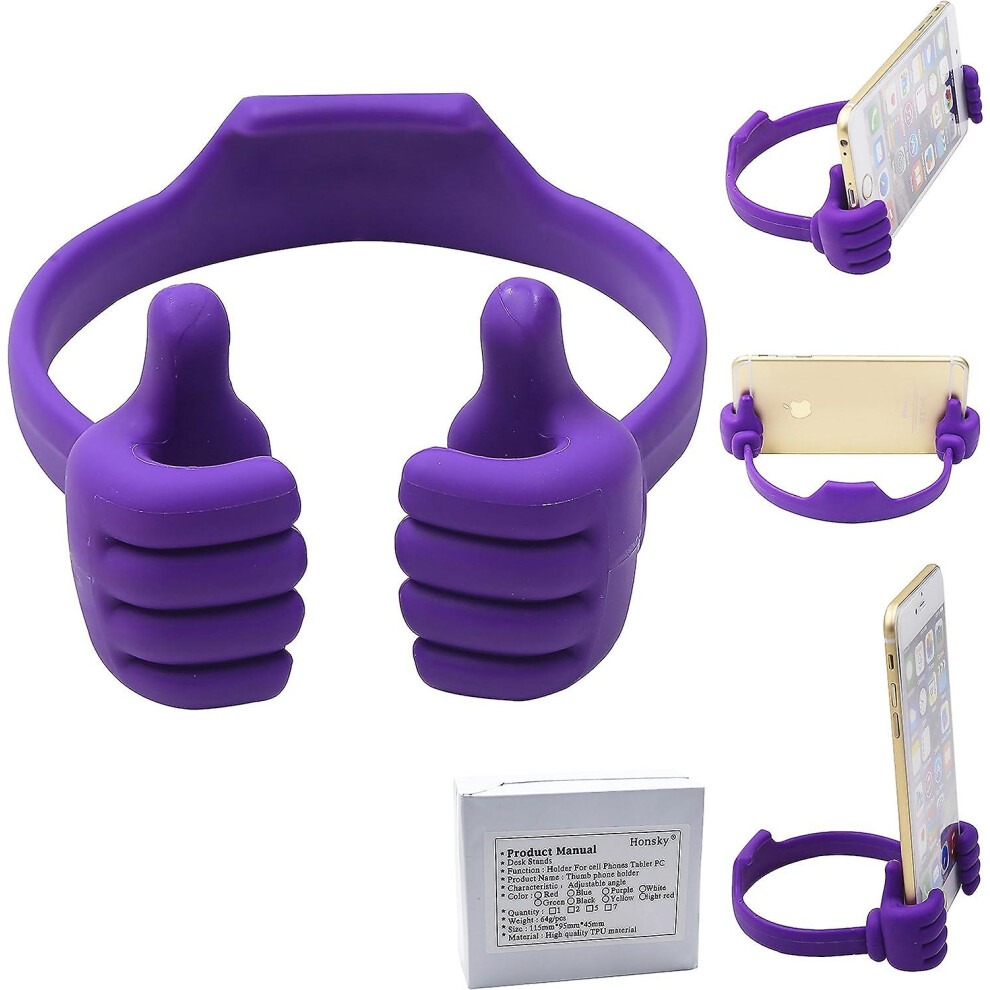 (As Show, One Size) Universal Flexible Thumb Smartphone Tablet Mount Holder - Purple 4632131086705