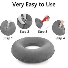 (As show, One size) Inflatable Orthopedic Seat Cushion - Round Donut Cushion with Pump for Cars Sofas and Offices (Blue/Brown)