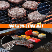 (As show, One size) Grill mat non-stick set of 8 40x33cm grill mats baking mat for charcoal baking baking paper reusable permanent baking foil for oven great over coal ga