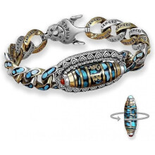 (18cm, A) Turquoise Six-character Mantra Nine-eyed Dzi Bead Bracelet, Transfer Rotating Nine Eyes Dzi Beads Bracelet, Good Luck Bracelet