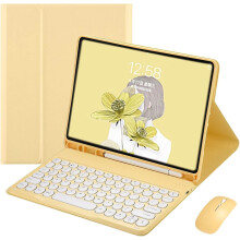 (As show, One size) Keyboard Case With Mouse Color Keyboard Retro Round Key Caps Cute Candy Colors Detachable Keyboard
