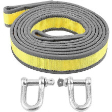 (As show, One size) Car Towing Rope 8 Tons 4 Meters Trailer Hitch Recovery Tow Strap with U-Hooks Light Reflection [PP Material] (Orange)