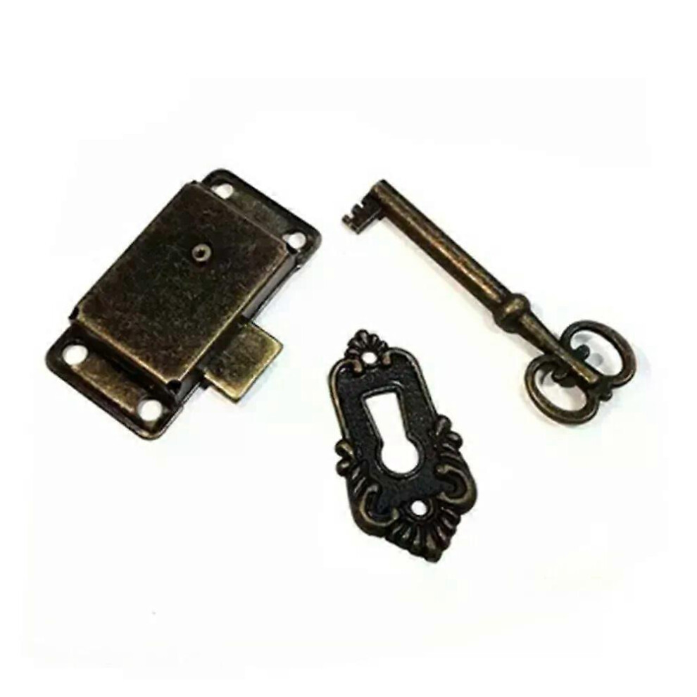Serrure de tiroir antique, ensemble de trois pièces, boîte à bijoux, armoire, armoire, serrure de porte
