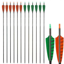 Flechas de carbono de 315 pulgadas con 4 plumas reales, diámetro exterior de 75 mm, punta de flecha