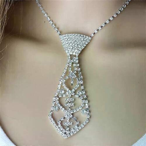 Άνδρες Γυναίκες Παιδί Κομψό Glitter Rhinestone Κολιέ σε σχήμα γραβ