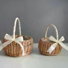 Woven Flower Basket Rattan Storage Basket Flower Girl Hand Basket Handmade Flower Basket For Home Wedding