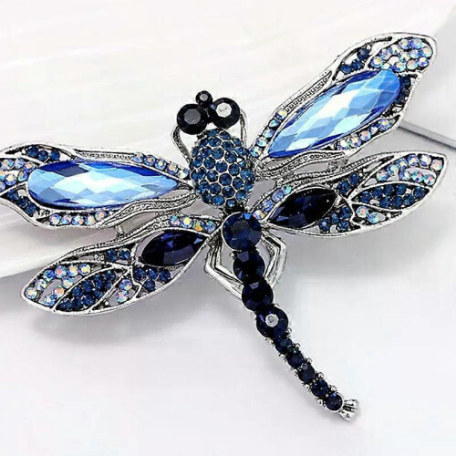 Μπλε κρύσταλλο Vintage Dragonfly καρφίτσες για γυναίκες υψηλής πο