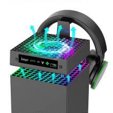 RGB Cooling Fan for Xbox Series X with Dust Filter & Headset Holders, Host Cooler Fan with USB Charging Port Adjustable Cooler for Xbox Series X