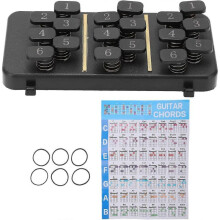 Chord Learning System, Guitar Aid Chord Tool, Guitar Chord Changer, 18 Buttons Gift 110 Chords with 6 Rubber Bands for Training Gift