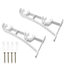Lot de 2 supports de tringle à rideau en alliage d'aluminium, crochets doubles pour tringle à rideau