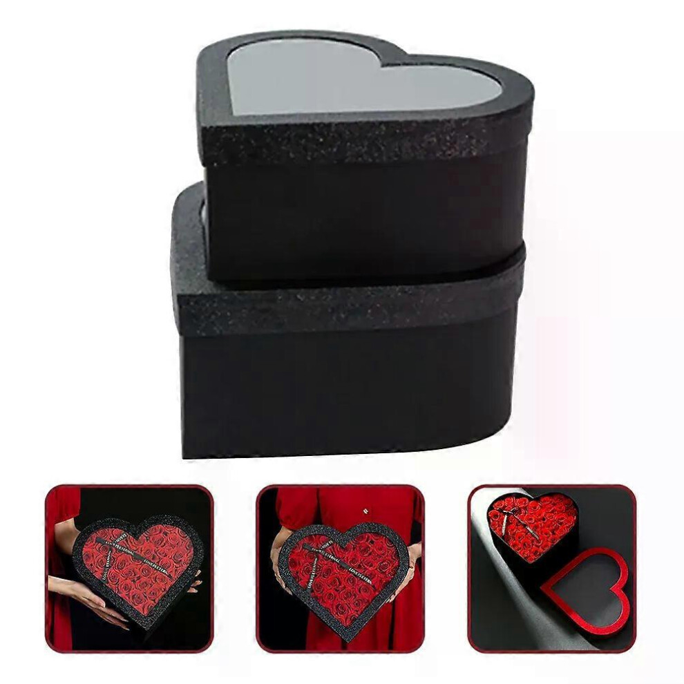 Lot de 2 boîtes cadeaux en forme de cœur pour emballer des fleurs en papier, des cadeaux de demoiselle