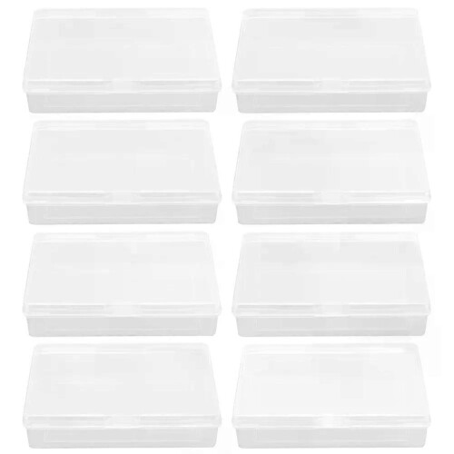 8 Pcs Transparent Plastic Storage Box For Cards Case With Lid Small Clear Rectangular Container Poker