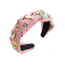 (Pink) Valentine's Day Headband For Women, Jeweled Crystal Rhinestone Knotted Headband, Valentine's Day Hair Accessories Gifts