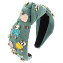(Blue) Valentine's Day Headband For Women, Jeweled Crystal Rhinestone Knotted Headband, Valentine's Day Hair Accessories Gifts
