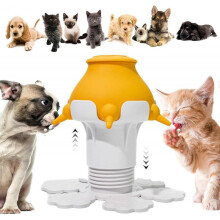 (Yellow) Puppy Feeder for Multiple Puppies, Puppy Milk Feeder Bowl with 5 Teats & Adjustable Height for Nursing Puppies Nipple Bottles