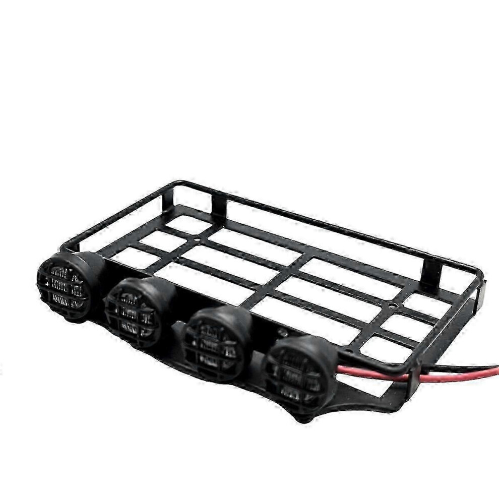 (As Show, One Size) Universal Roof Racks Luggage Carrier Car Frame With Led For 1/12 Mn82 Rc Crawler Car Parts Round Lamp Light 4632480869523