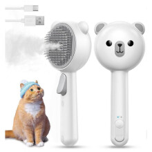 Cat Steam Brush for Indoor Cats with Release Button, Dual Speed Spray USB Rechargeable Grooming Supplies, Cat Brush for Shedding Suitable for All Long