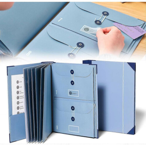(Blue) Document Organizer Folio, In Case I Go Missing Binder, 2024 Important Document Binder, Pocket Organ Storage Binder