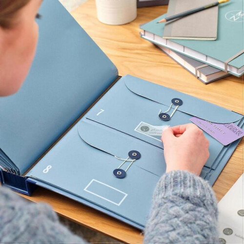 (Blue) Document Organizer Folio, In Case I Go Missing Binder, 2024 Important Document Binder, Pocket Organ Storage Binder 2